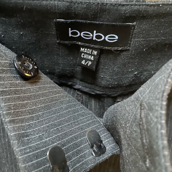 Bebe size 4 petite pants with a little give. Grey pinstripes. - Picture 5 of 5